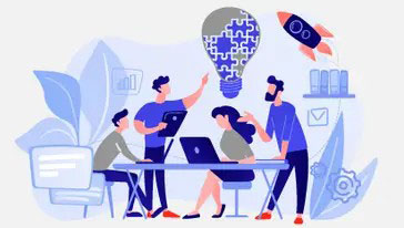 Project planning with team around a table